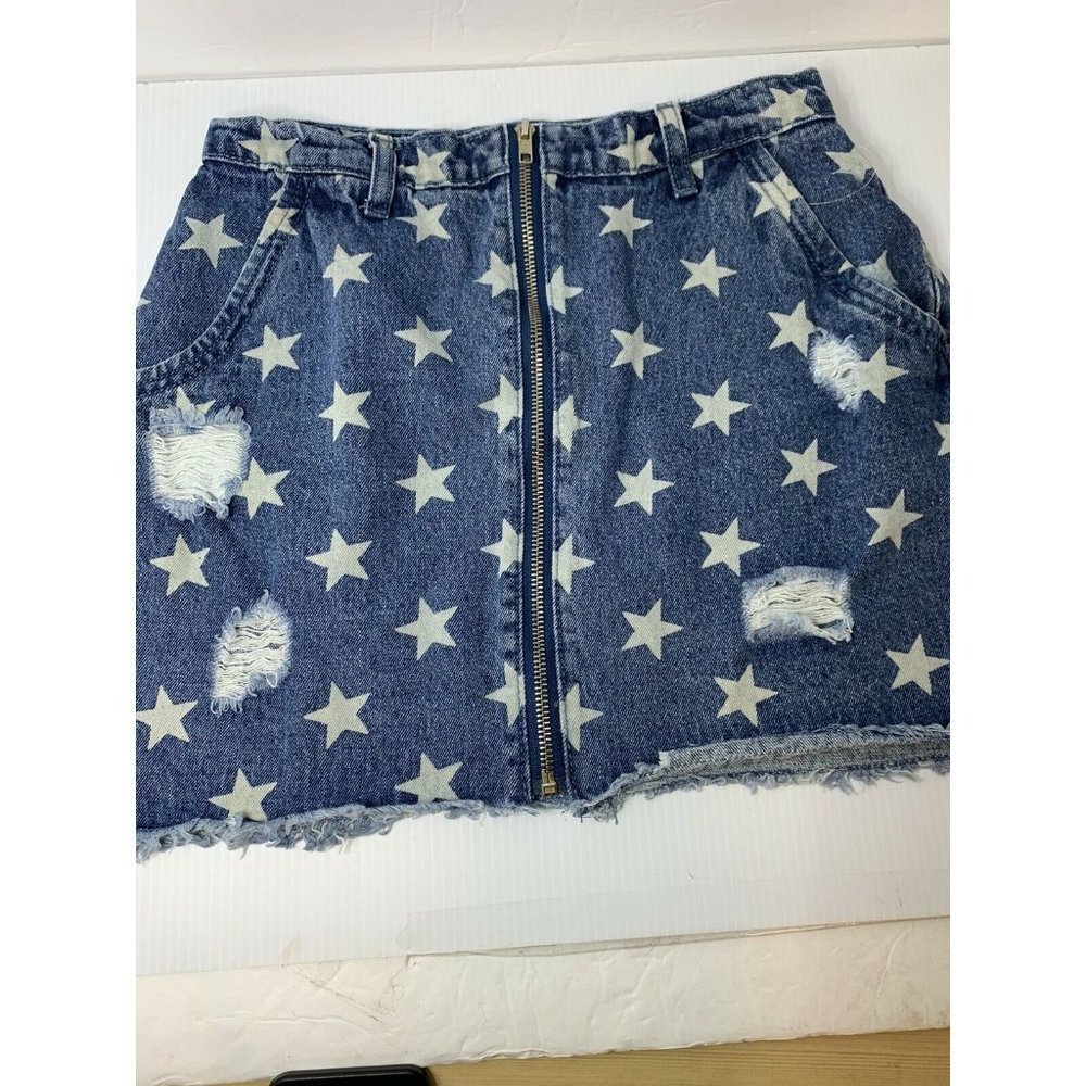 Women's jean mini skirt super down stars Fourth of July  small junior